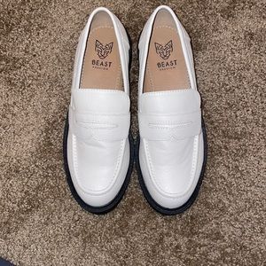 White Lug Sole Penny Loafers